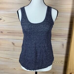 J.Crew Tank Top Women XS Blue Striped 100% Linen Twisted Racerback Nautical